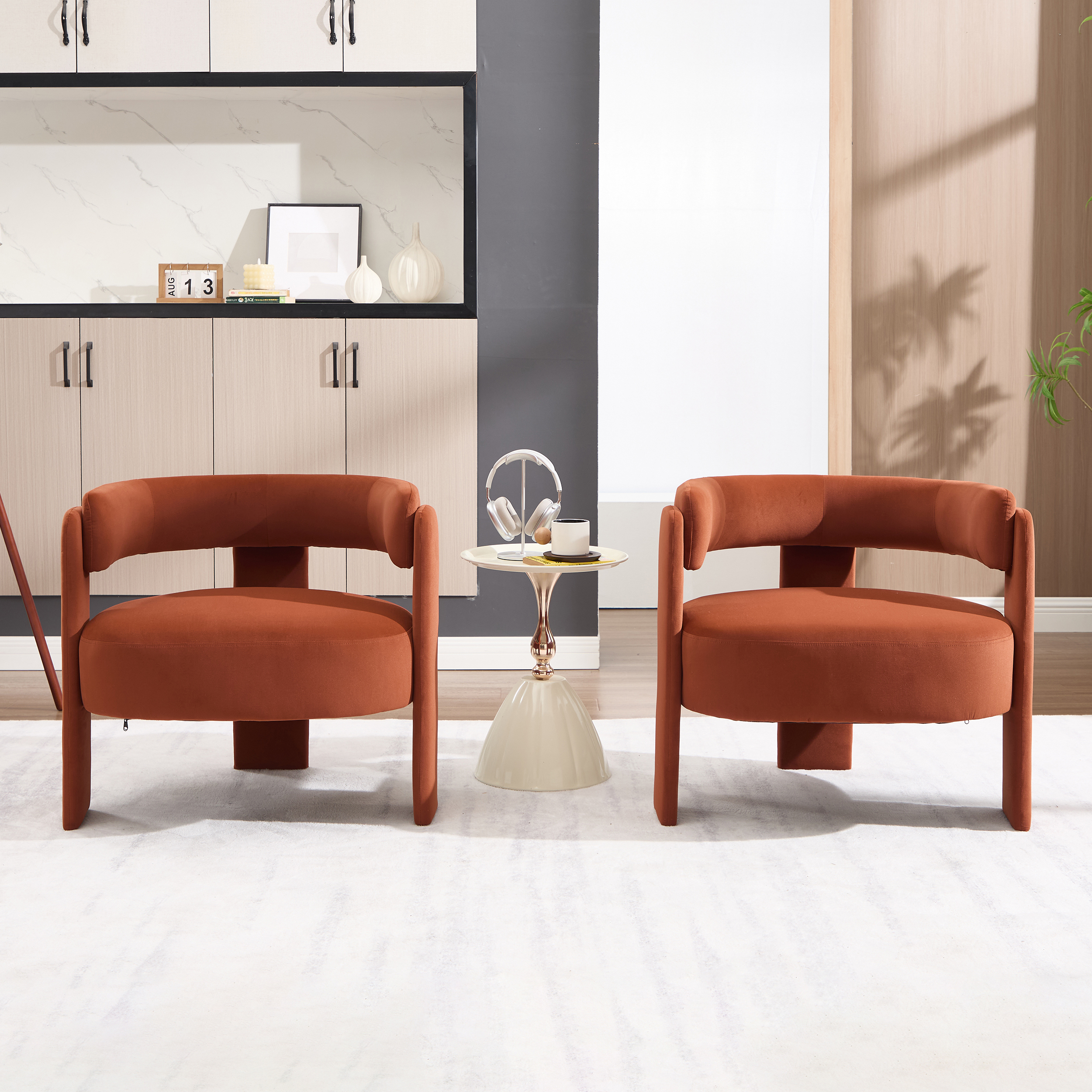 Orange Velvet Accent Chair - Nora Lane Home furniture - Metal accent, Upholstered - 27.17 x 14.96 x 29.13 in