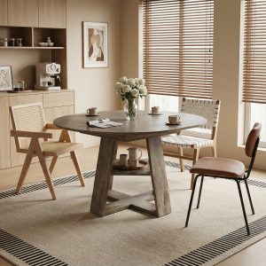 Gray Round Extendable Dining Table - Nora Lane Home furniture - 48.03 x 24.41 x 7.48 in
