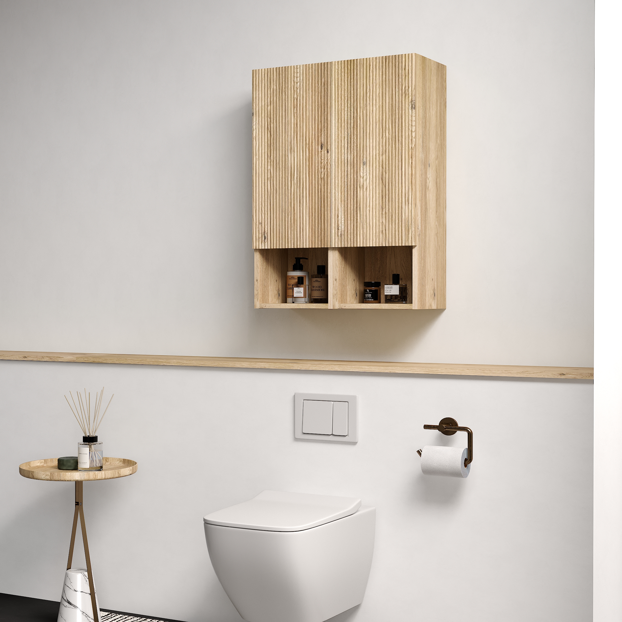 Natural Wood Set of 2 Storage Cabinets - Nora Lane Home furniture - Solid wood, Metal accent