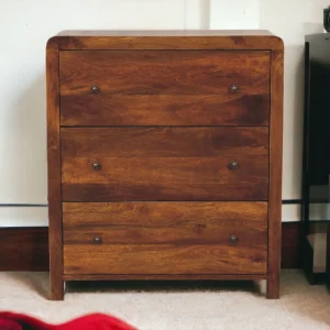 Chestnut Solid Wood Modern Dresser with 3 Drawers
