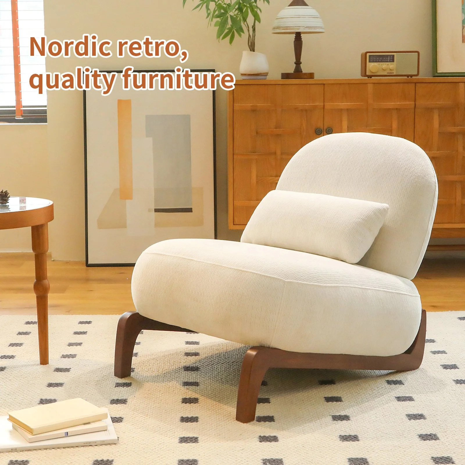 White Velvet Modern Accent Chair - Image 2