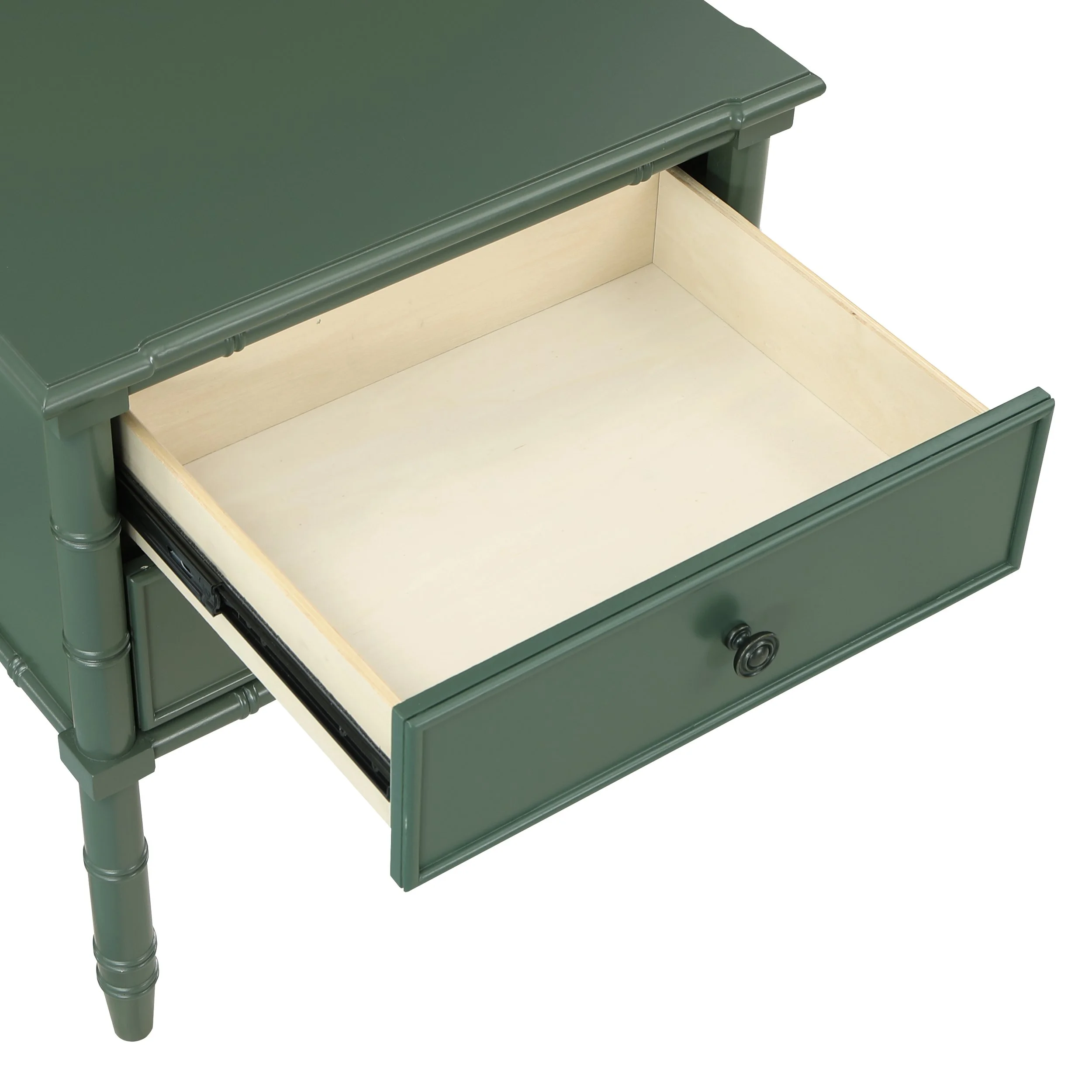 Antique Green Vintage Nightstand with 2 Drawers - Image 8