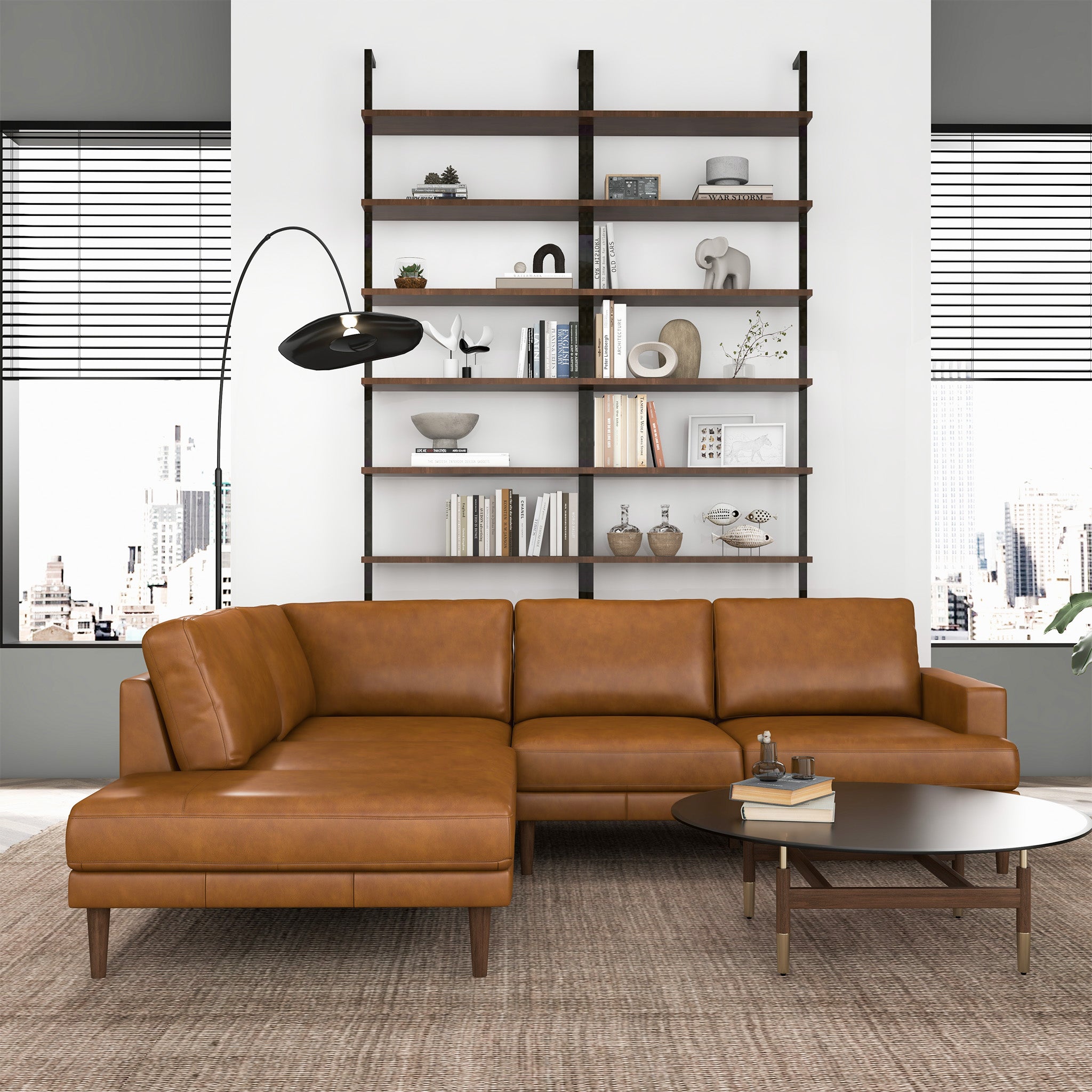 Tan Leather Living Room Sofa - Nora Lane Home furniture