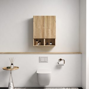 Natural Wood Set of 2 Storage Cabinets - Nora Lane Home furniture - Solid wood, Metal accent