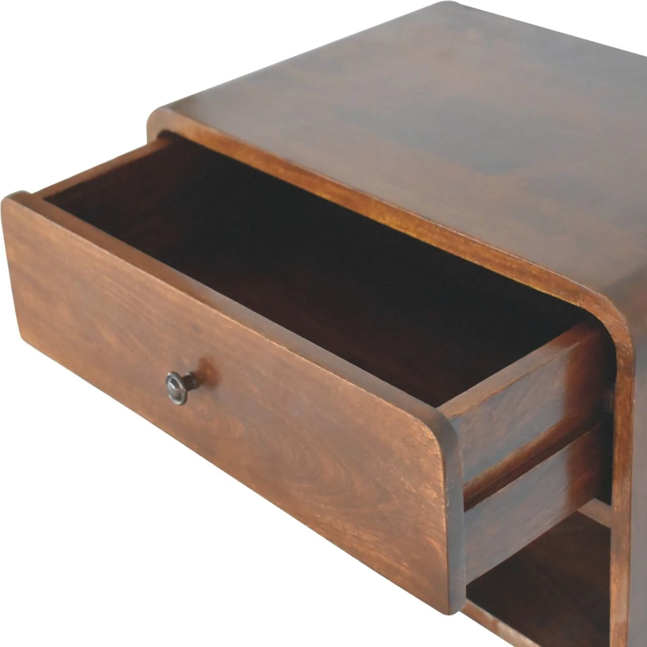 Brown Solid Wood Wall-Mounted Nightstand with 1 Drawer and Open Shelf - Image 6