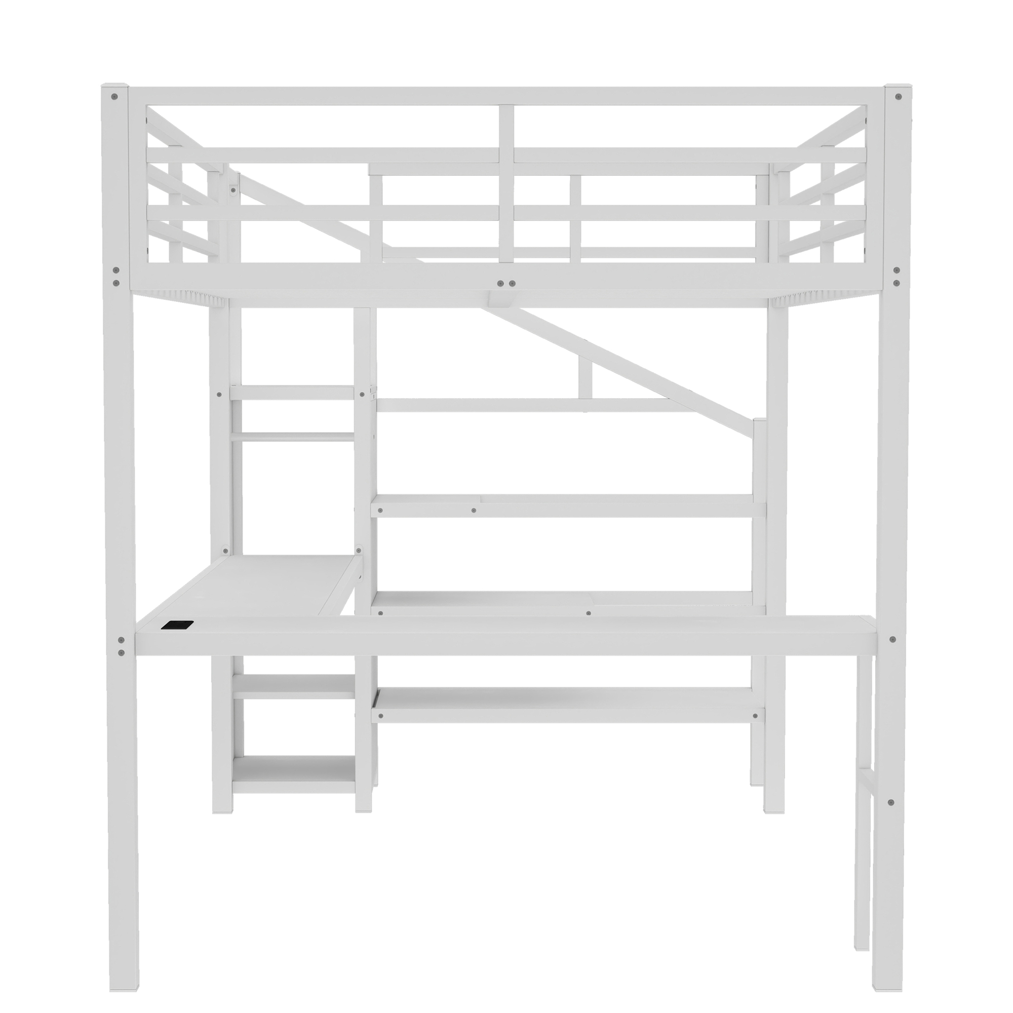White Storage Adjustable Desk - Nora Lane Home furniture - Metal accent