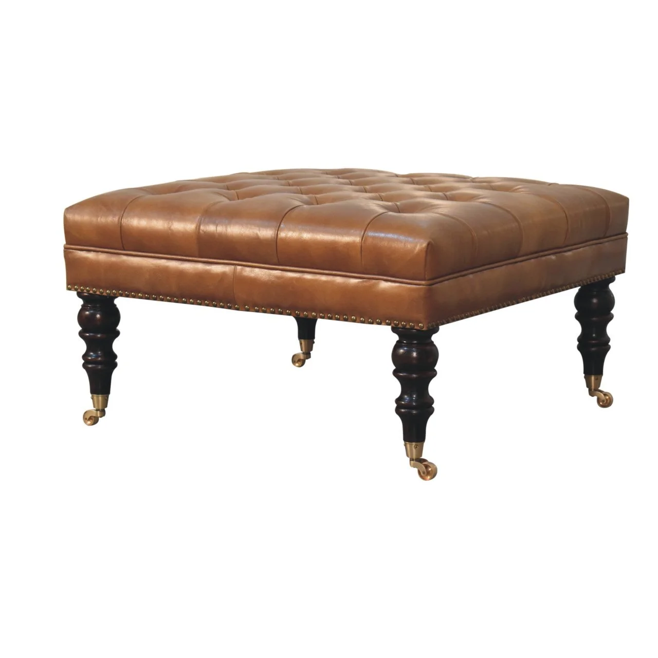 Brown Solid Wood Ottoman - Image 6