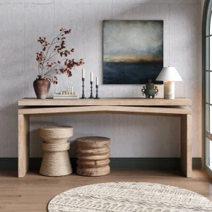 Antique Natural Solid Wood Farmhouse Console Table