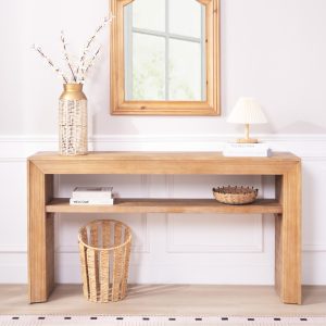 Natural Wood Storage Console Table - Nora Lane Home furniture - Solid wood - 66 x 19 x 12 in