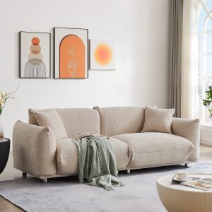Orange Solid Wood Boucle Living Room Sofa - Nora Lane Home furniture - Solid wood, Metal accent