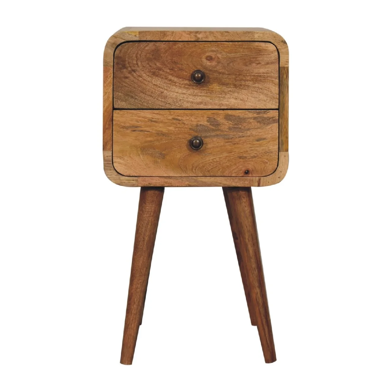 Brown Solid Wood Nightstand with 2 Drawers - Image 2
