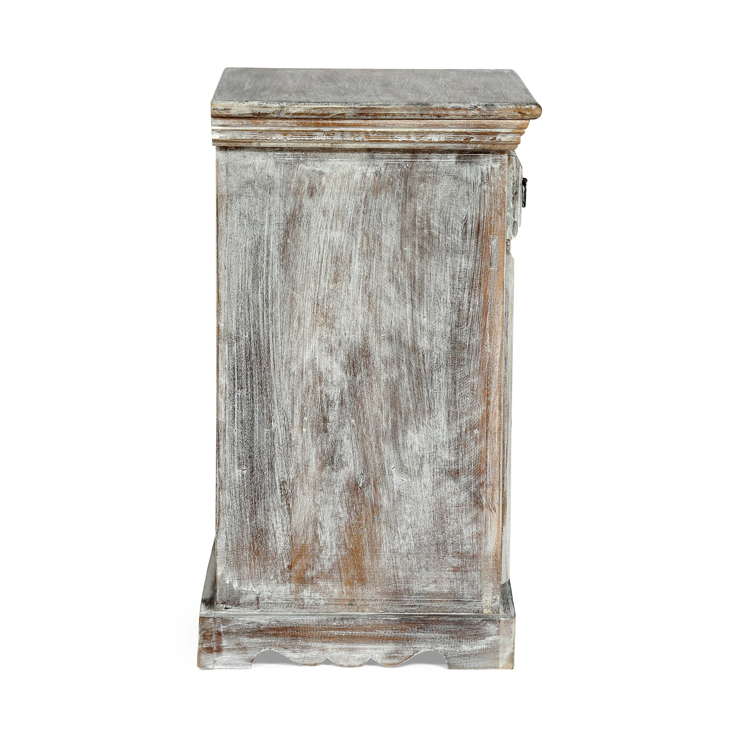 White Wood Boho Nightstand with 1 Drawer - Image 8