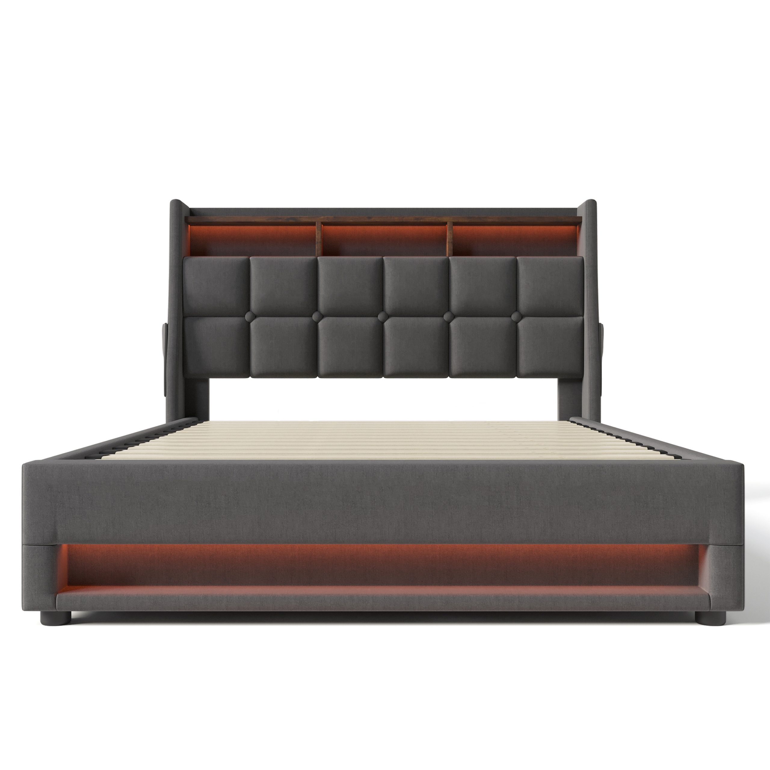 Gray Storage Beds Frames & Bases - Nora Lane Home furniture - Upholstered