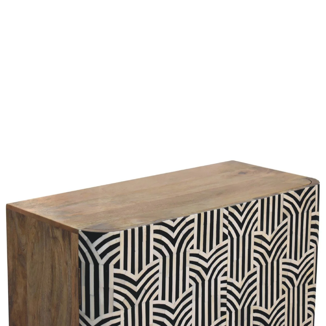 Black White Solid Wood Boho Storage Cabinet - Image 6
