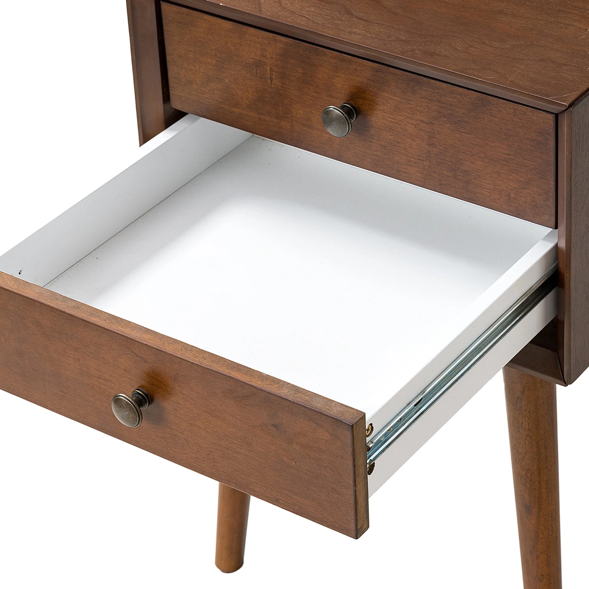 Walnut Modern Nightstand with 2 Drawers - Image 6