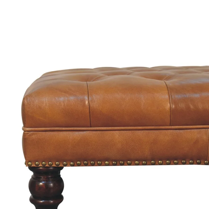 Brown Solid Wood Ottoman - Image 7