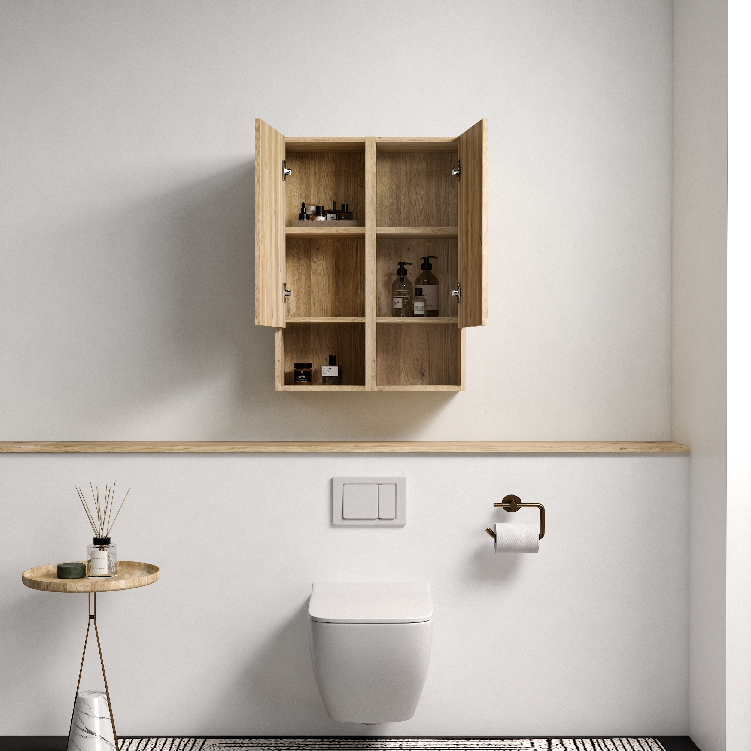 Natural Wood Set of 2 Storage Cabinets - Nora Lane Home furniture - Solid wood, Metal accent