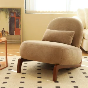 Camel Velvet Modern Accent Chair