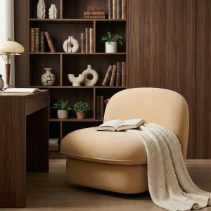 Khaki Velvet Accent Chair with Swivel