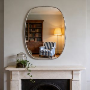 Silver Round Wall Mirror - Nora Lane Home furniture - Metal accent, Glass detail - 42 x 31.8 x 1.61 in