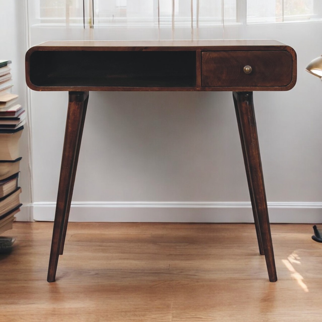 Walnut Storage Adjustable Desk - Nora Lane Home furniture - Solid wood, Walnut finish - 21.65 x 39.37 x 13.78 in