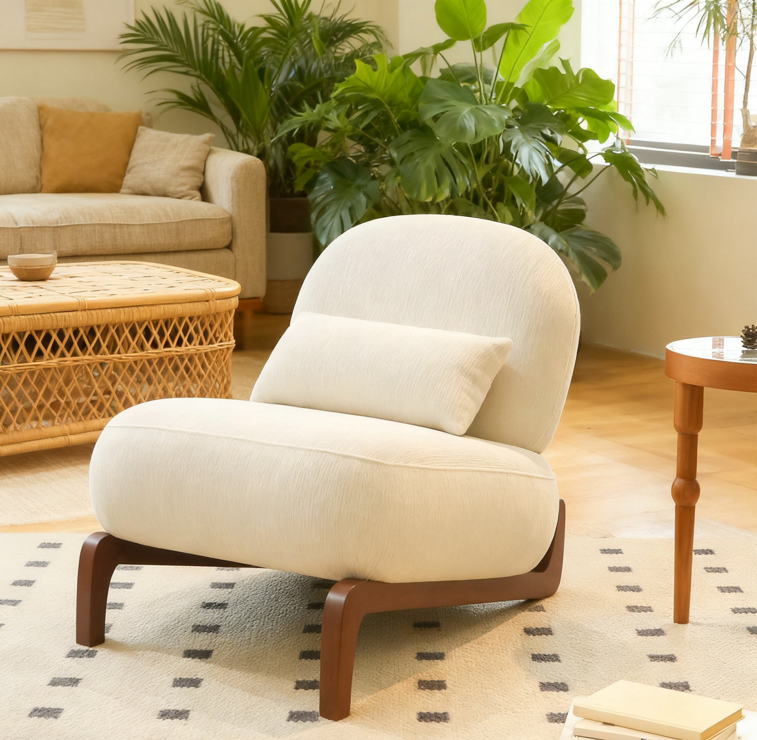 White Velvet Modern Accent Chair