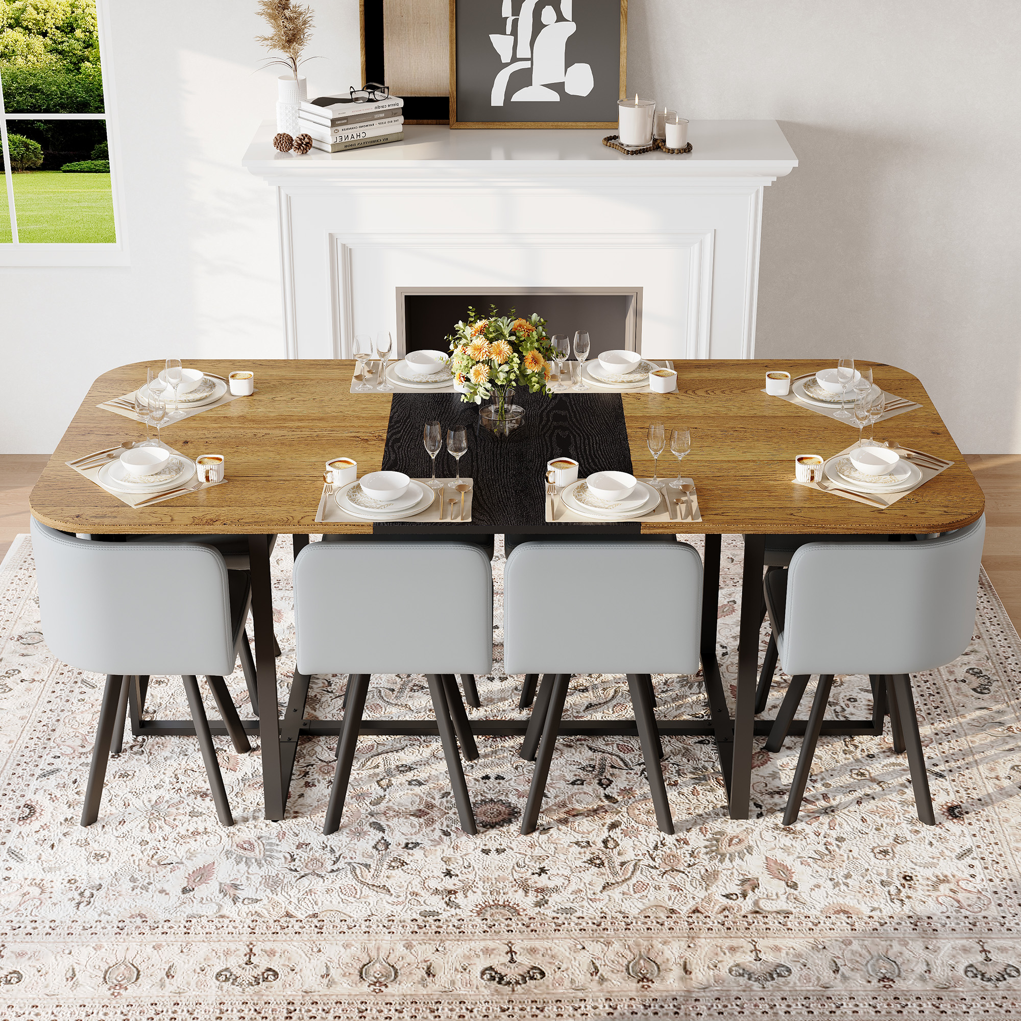 Black Faux Leather Dining Table - Nora Lane Home furniture - Upholstered
