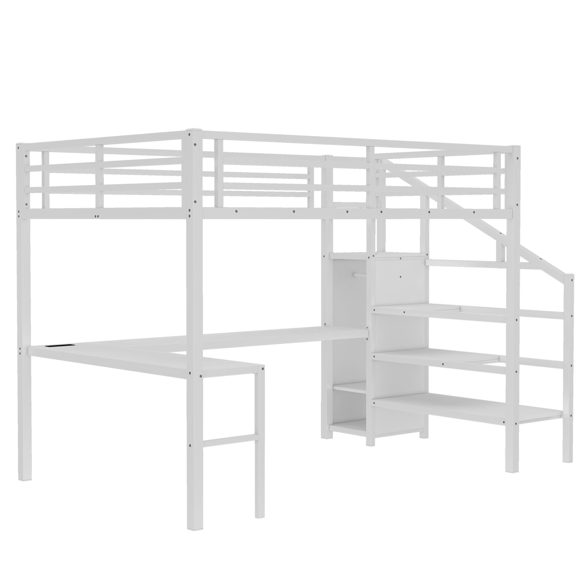 White Storage Adjustable Desk - Nora Lane Home furniture - Metal accent