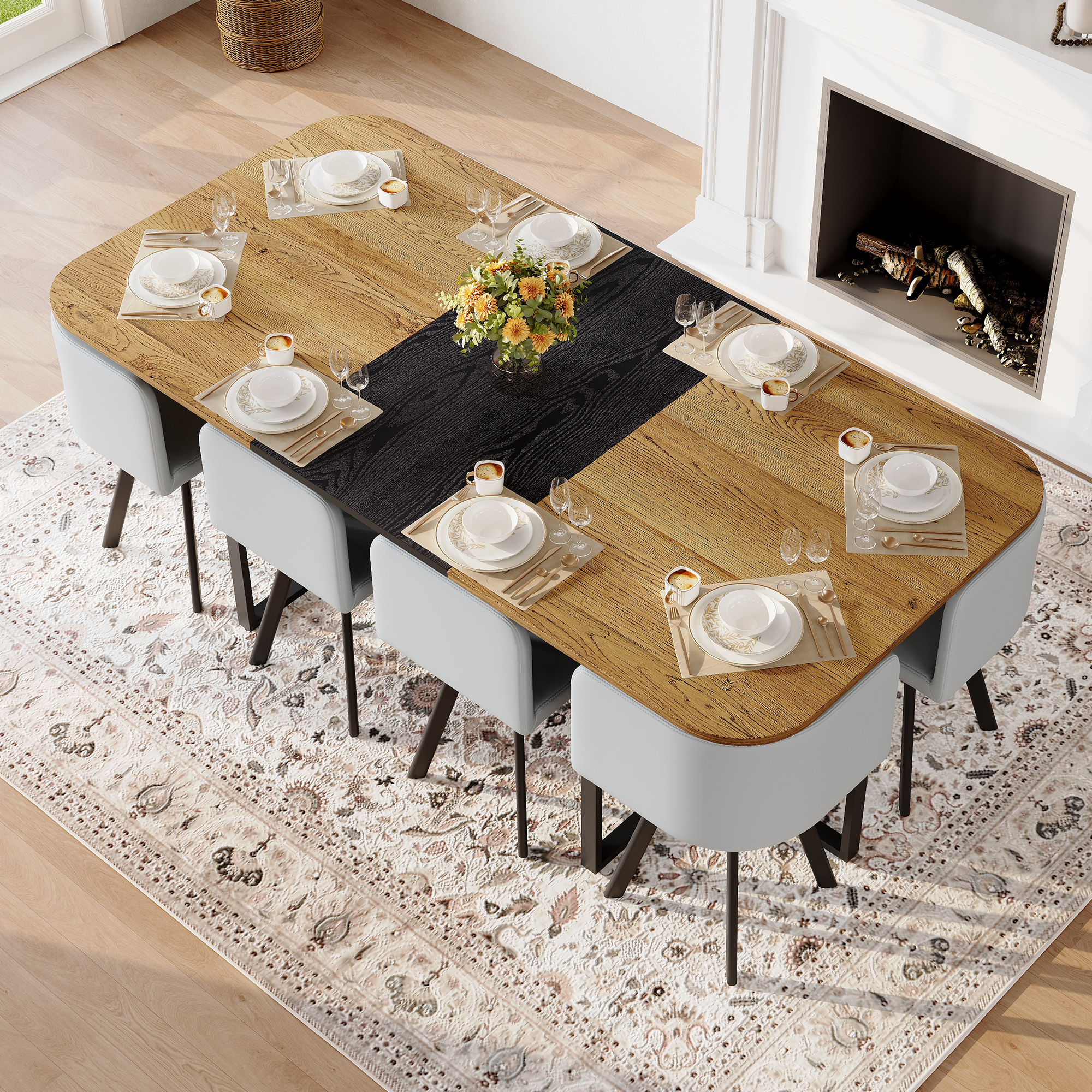 Black Faux Leather Dining Table - Nora Lane Home furniture - Upholstered