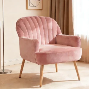 Pink Velvet Modern Tufted Sofa