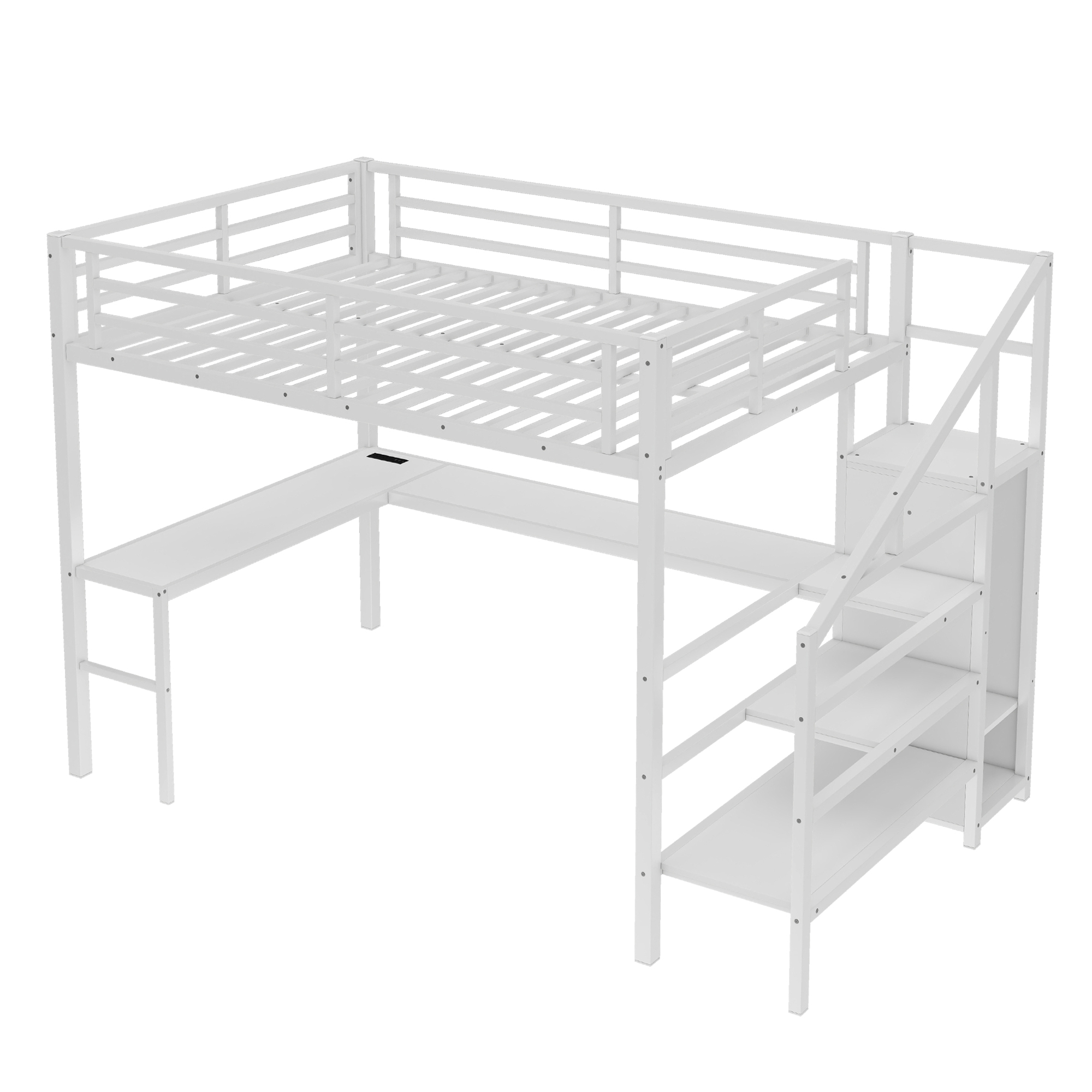 White Storage Adjustable Desk - Nora Lane Home furniture - Metal accent
