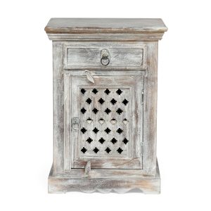 White Wood Storage Nightstand - Nora Lane Home furniture - Solid wood - 27.5 x 20.5 x 17 in