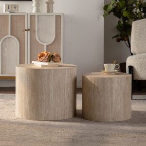 Amber Set of 2 Round Coffee Tables - Nora Lane Home furniture - 20.87 x 20.87 x 17.32 in