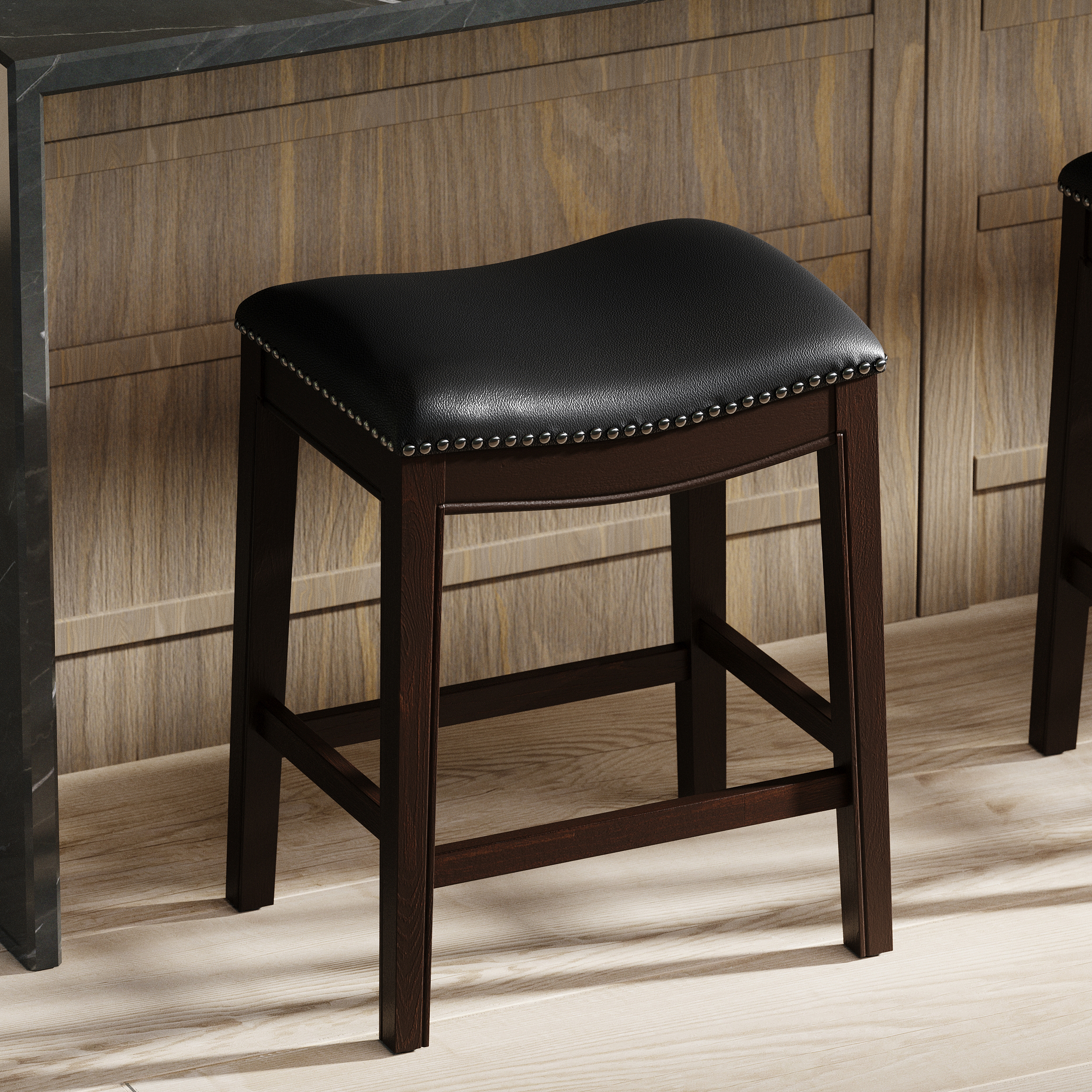 Black Faux Leather Storage Bench - Nora Lane Home furniture - Upholstered - 24.5 x 14.25 x 7.5 in