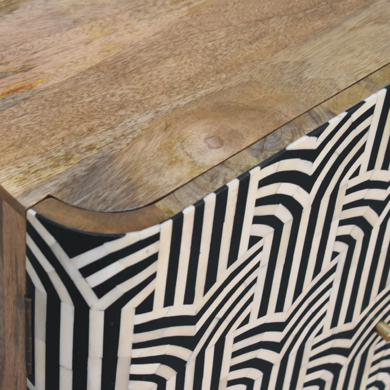 Black White Solid Wood Boho Storage Cabinet - Image 7