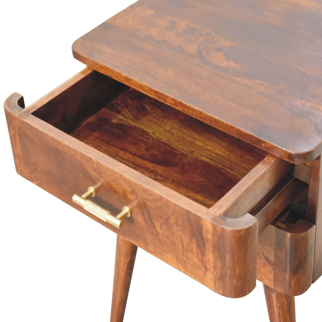 Brown Solid Wood Nightstand with 2 Drawers - Image 6
