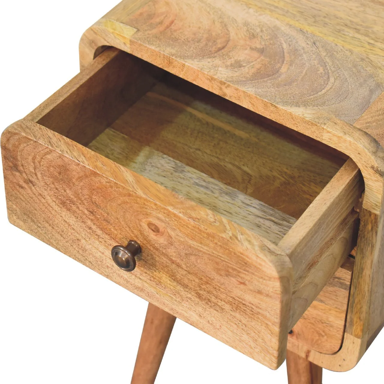 Brown Solid Wood Nightstand with 2 Drawers - Image 5