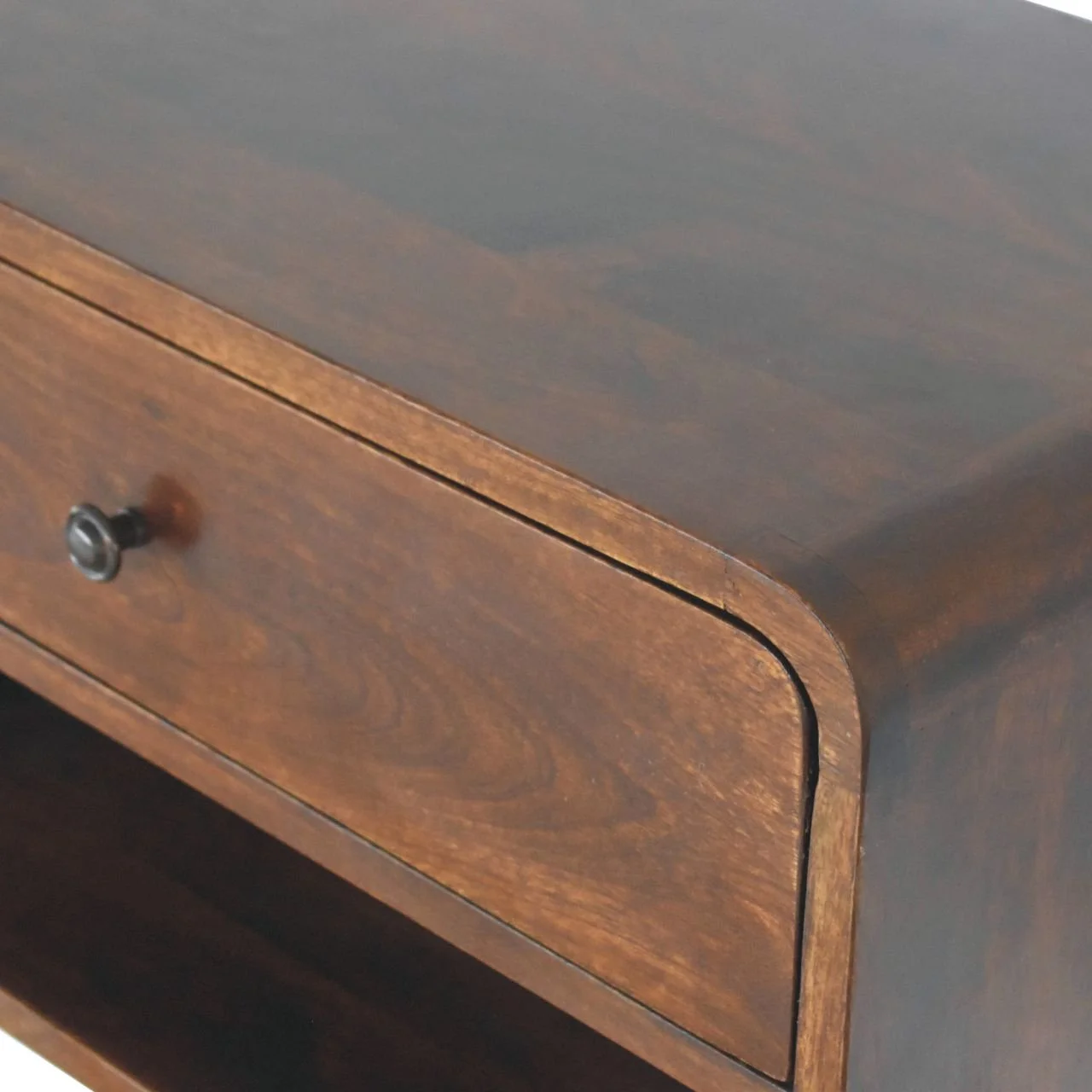 Brown Solid Wood Wall-Mounted Nightstand with 1 Drawer and Open Shelf - Image 5