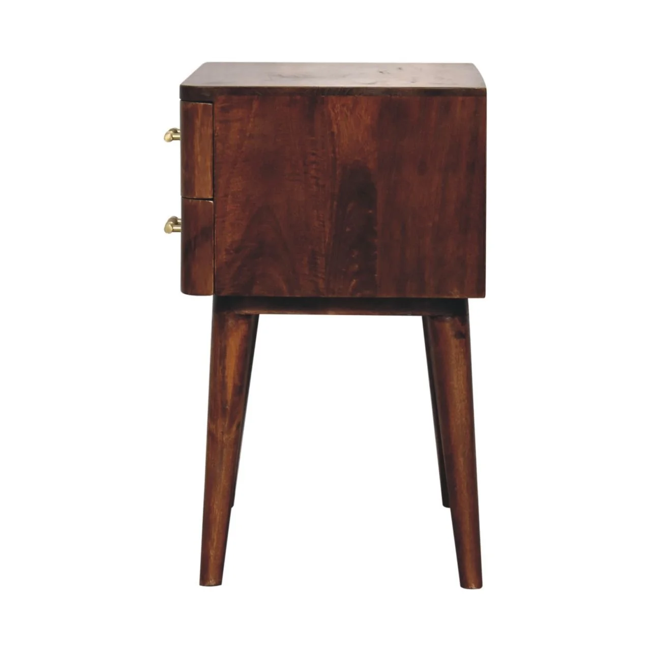 Brown Solid Wood Nightstand with 2 Drawers - Image 8