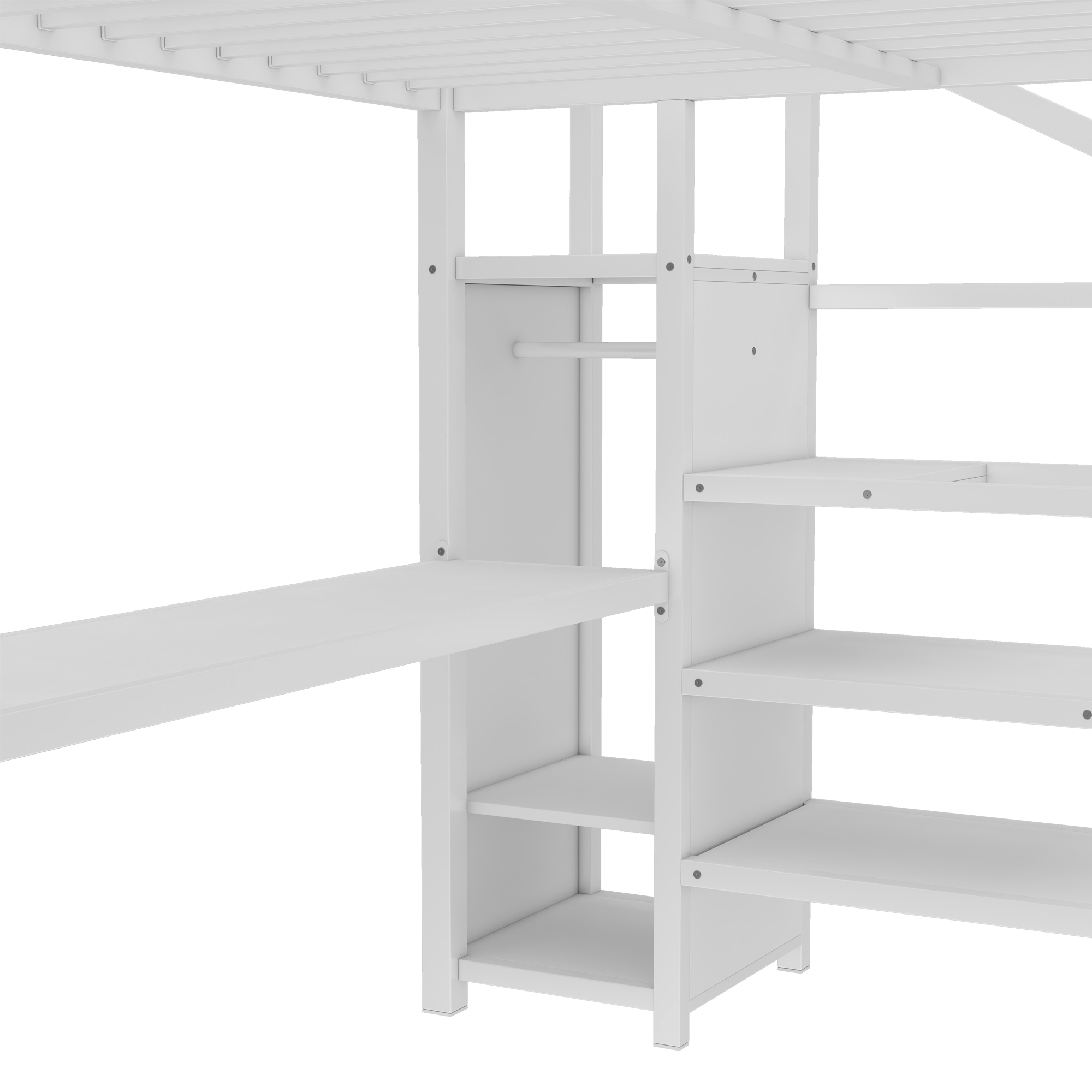 White Storage Adjustable Desk - Nora Lane Home furniture - Metal accent