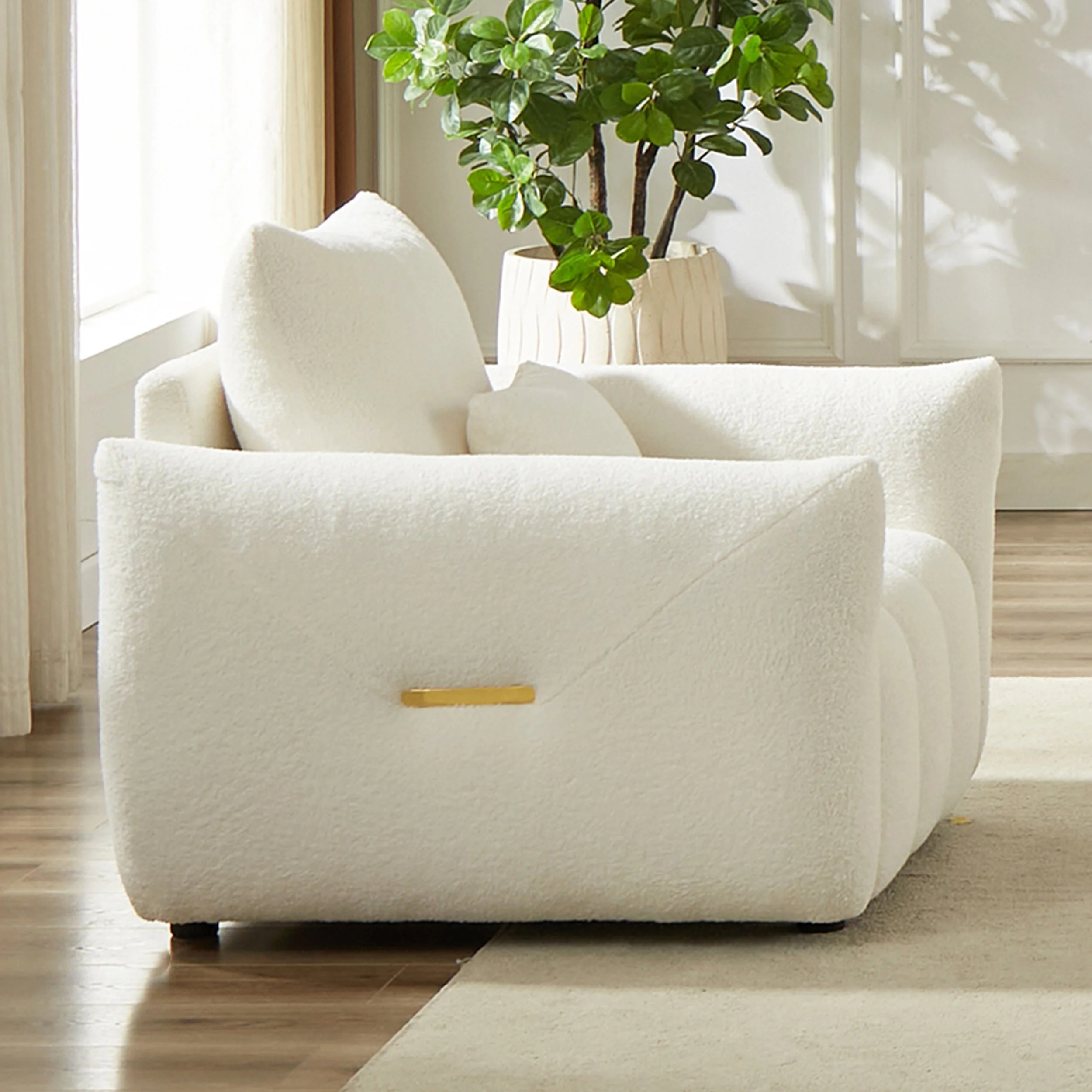 Beige Boucle Modern Sofa - Image 4
