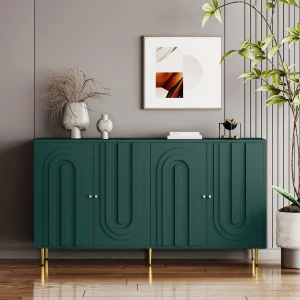 Green Metal and Wood Modern Sideboard