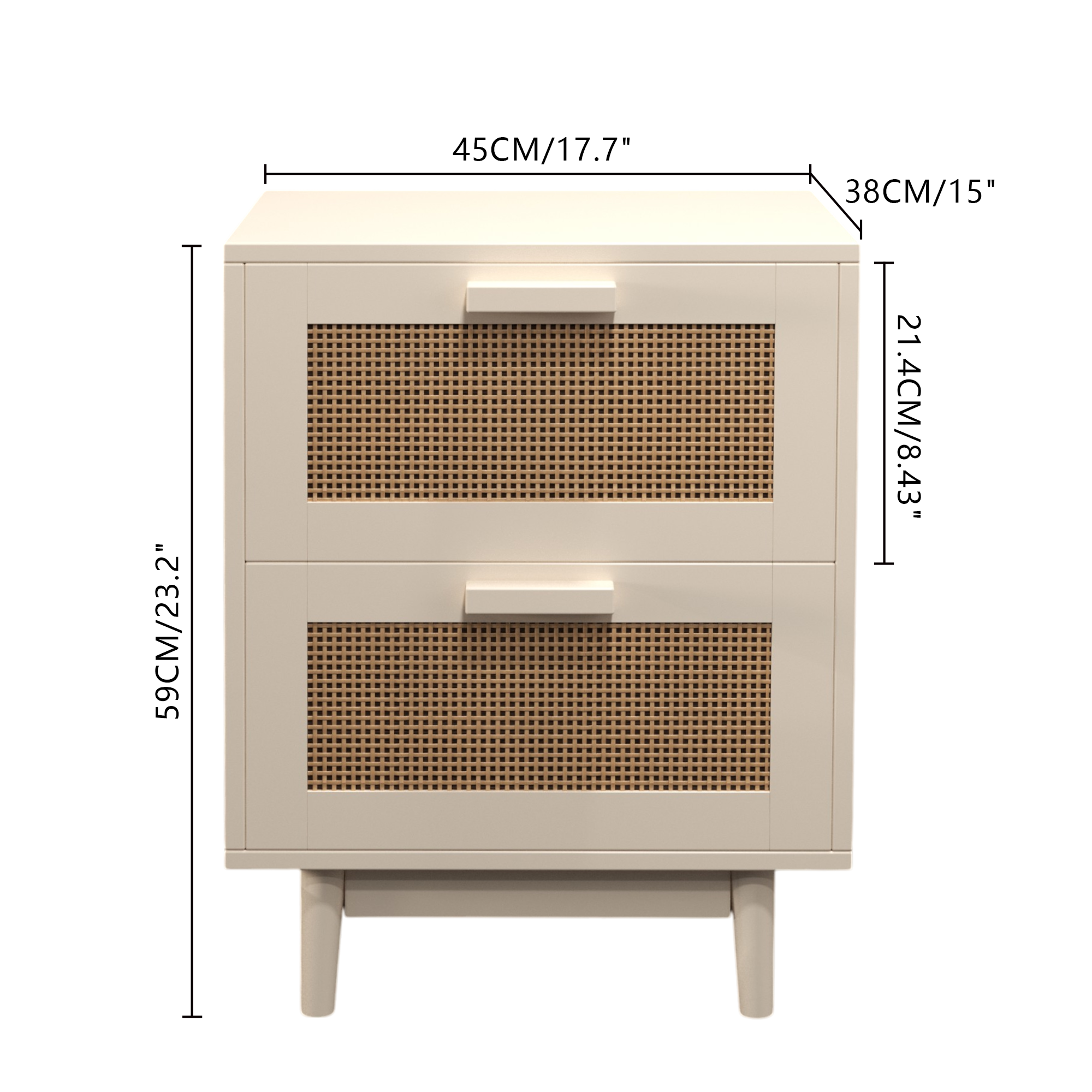 Antique Natural and Rattan Nightstand with Rattan Detail - Image 8