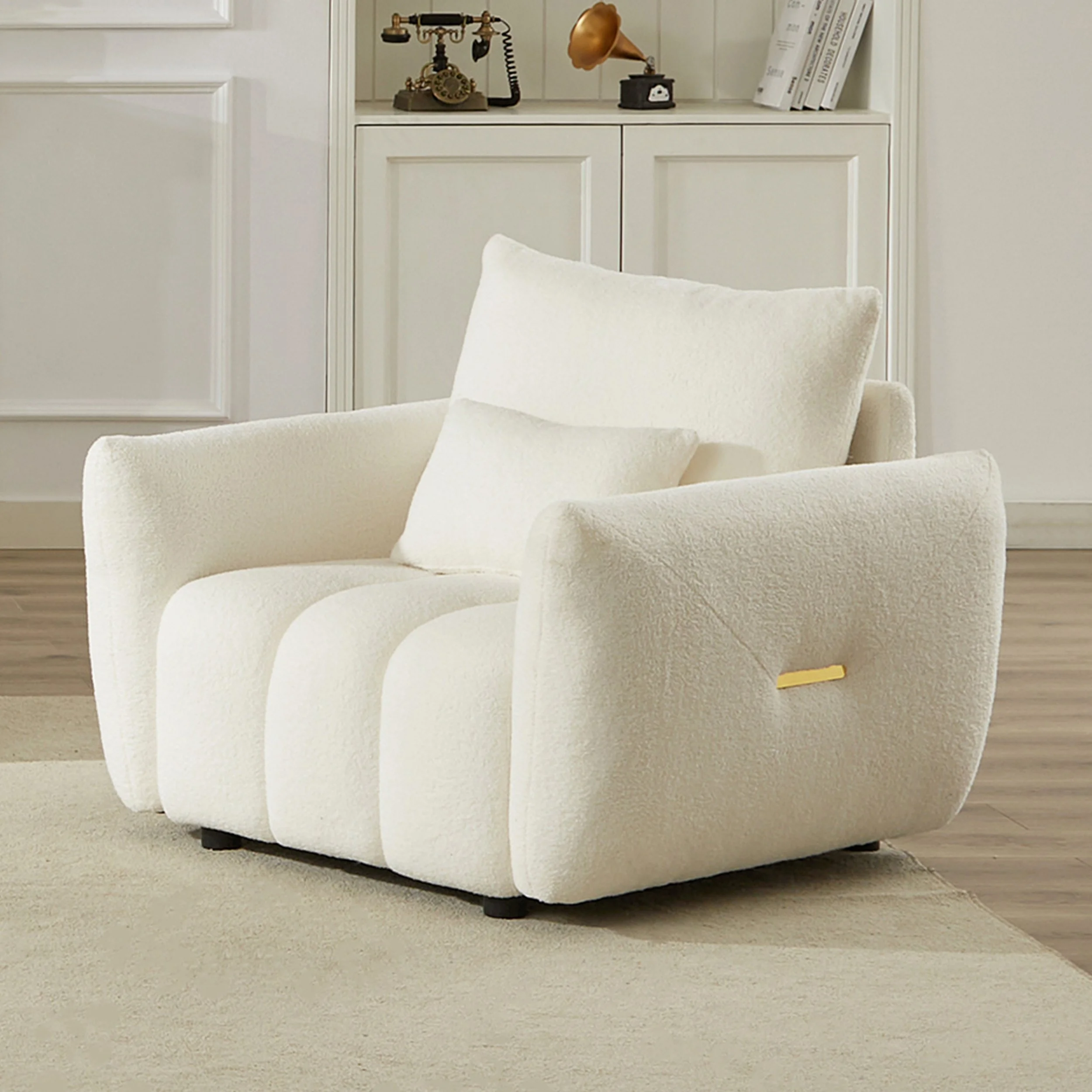 Beige Boucle Modern Sofa - Image 2
