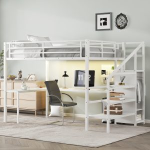 White Storage Adjustable Desk - Nora Lane Home furniture - Metal accent