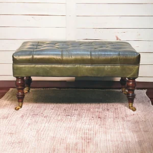 Green Solid Wood Contemporary Ottoman