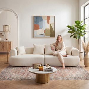 White Boucle Living Room Sofa - Nora Lane Home furniture