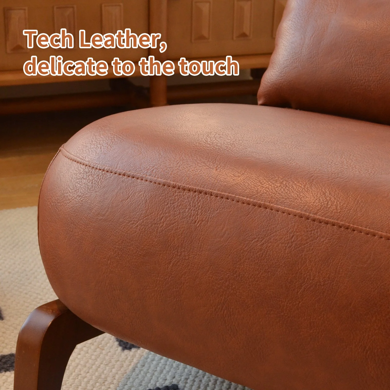 Brown Faux Leather Modern Accent Chair - Image 7