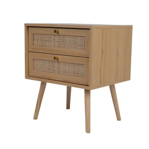 Burly Wood Modern Nightstand