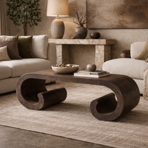 Gray Wash Solid Wood Modern Coffee Table